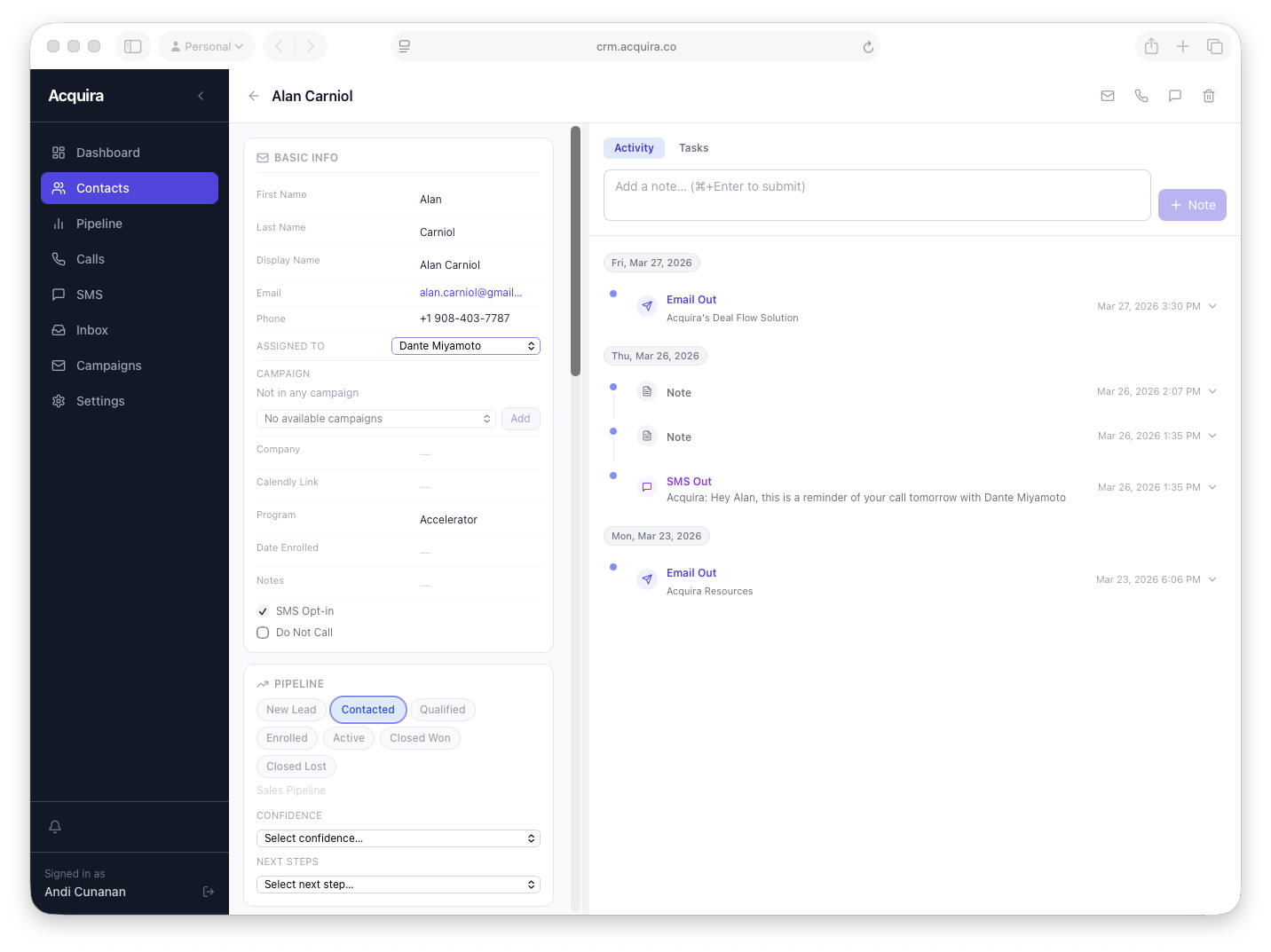 Contact detail screenshot